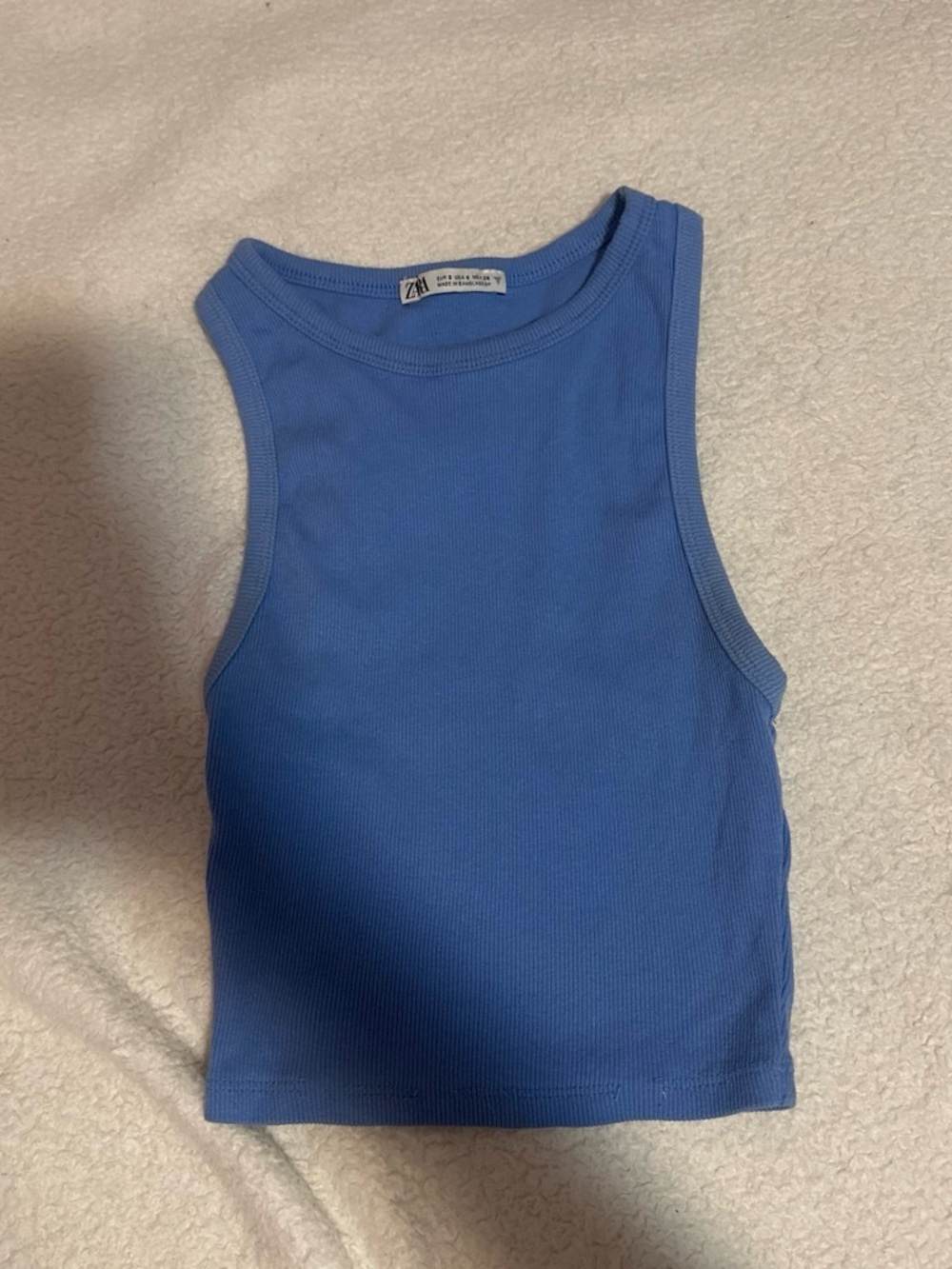 Zara woman’s Blue Ribbed Tank Top